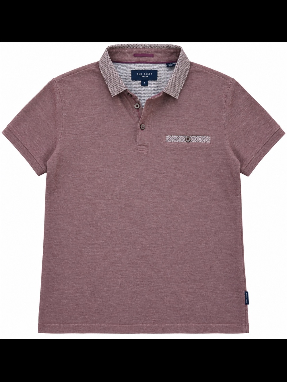 Ted Baker Mauve Short-Sleeve Polo with Patterned Collar